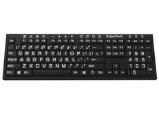 ZoomText tastatur, Norsk. Hvitt på svart